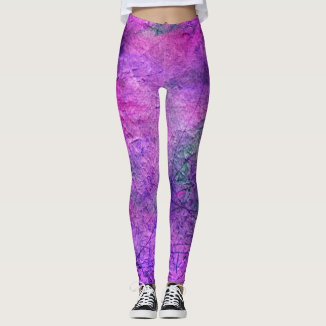Cool Purple Leggings with Scratch like Appearance (Front)