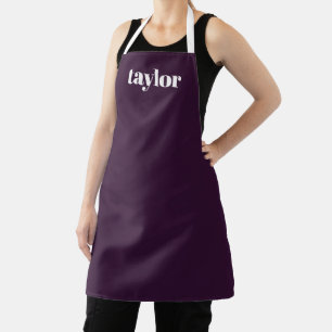 Cool Purple Modern Minimalist Trendy Personalised Apron
