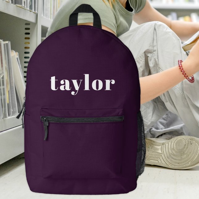 Cool Purple Modern Minimalist Trendy Personalised Printed Backpack (Creator Uploaded)