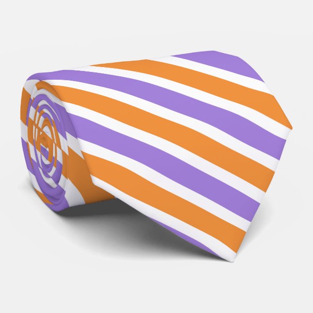 cool purple orange stripe pattern  tie (Rolled)