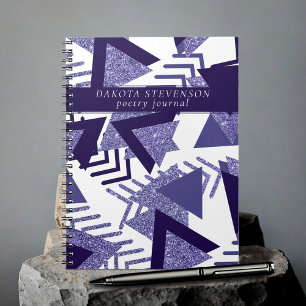 Cool Purple Passion   90s Abstract Shapes Monogram Notebook