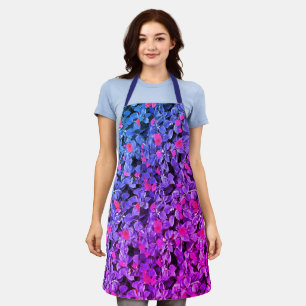 Cool Purple Pink Womens Wild Flowers Chef Baker's  Apron