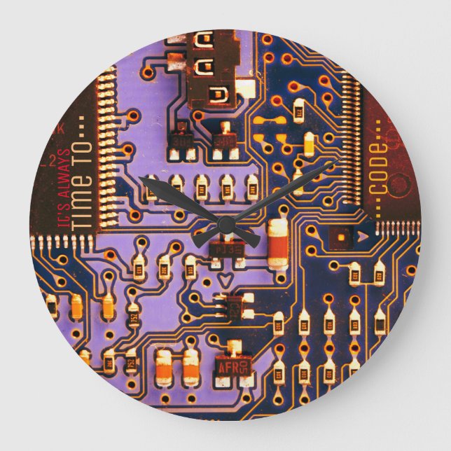 Cool purple printed circuit board, electronic PCB Large Clock (Front)
