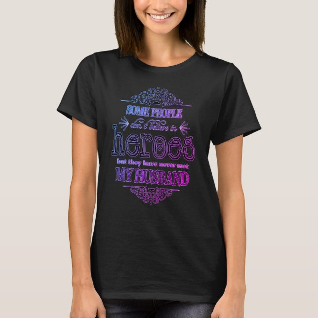 Cool Purple Proud Firefighter Wife T-Shirt (Front)
