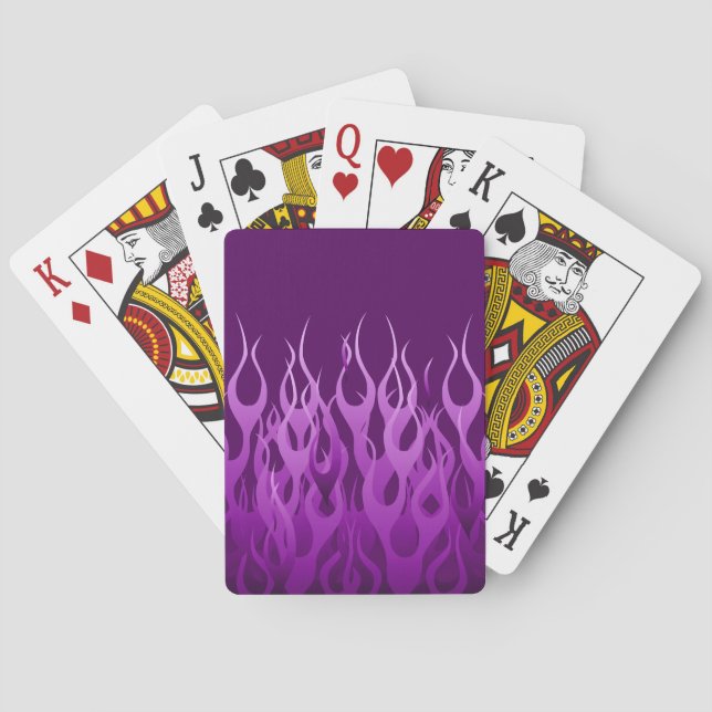 Cool Purple Racing Flames Design Playing Cards (Back)