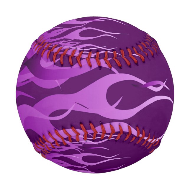 Cool Purple Racing Flames on carbon Fibre Print Baseball (Back)
