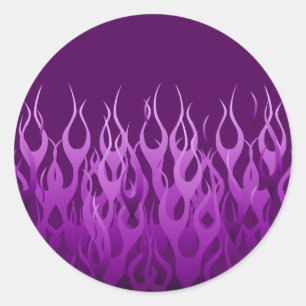 Cool Purple Racing Flames Pin Stripes Classic Round Sticker