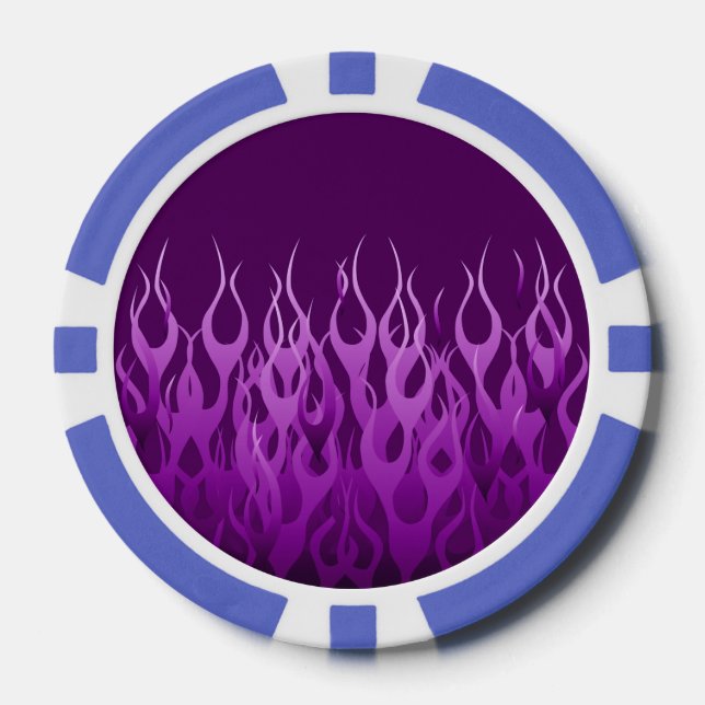 Cool Purple Racing Flames Pin Stripes Poker Chips (Front)