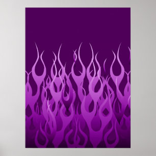 Cool Purple Racing Flames Pin Stripes Poster