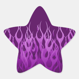 Cool Purple Racing Flames Pin Stripes Star Sticker
