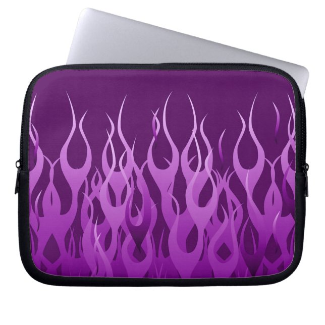 Cool Purple Racing Flames Stylish Laptop Sleeve (Front)