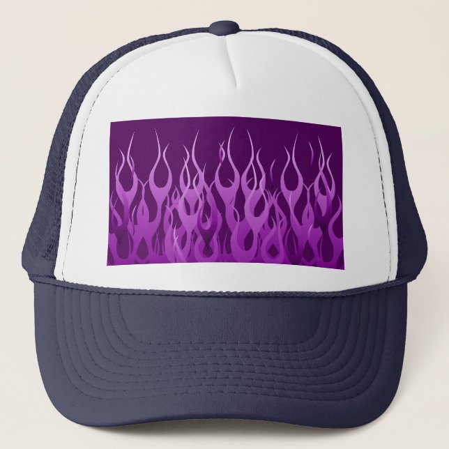 Cool Purple Racing Flames Trucker Hat (Front)