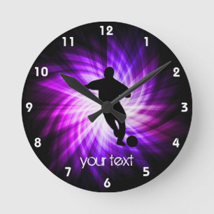 Cool Purple Soccer Round Clock