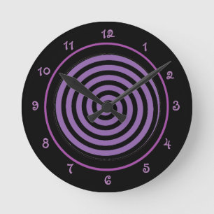 Cool Purple Spiral Vortex Round Clock