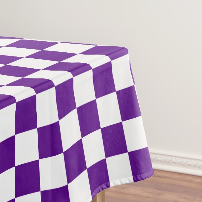 cool purple white check pattern tablecloth (In Situ)