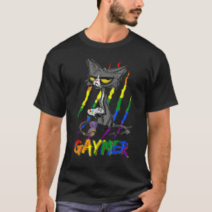 Cool Purr Cat Gaymer LGBT Pride Month Video Games T-Shirt