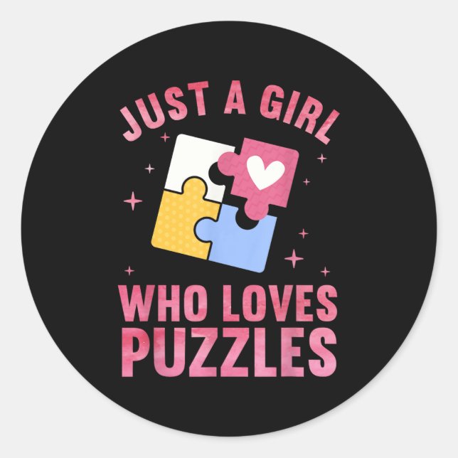 Cool Puzzle Design For Women Girls Jigsaw Lover Pu Classic Round Sticker (Front)