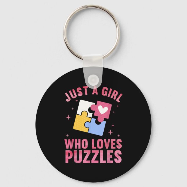 Cool Puzzle Design For Women Girls Jigsaw Lover Pu Key Ring (Front)