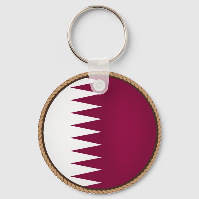 Cool Qatar Flag Seal Key Ring (Front)