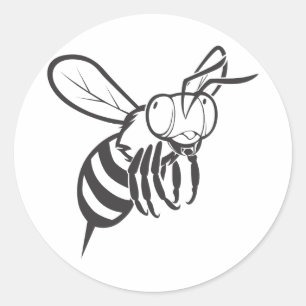Cool Queen Bee Outline Cartoon Shirt Classic Round Sticker