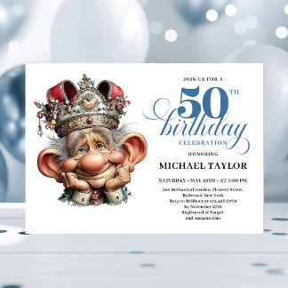 Cool Quirky Man 50 Birthday Editable Invitation