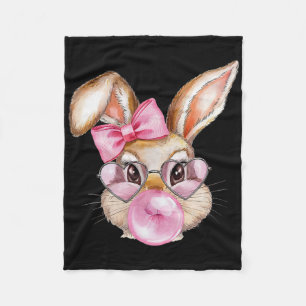 Cool Rabbit Easter Bunny With Chewing Gum Pink Sun Fleece Blanket