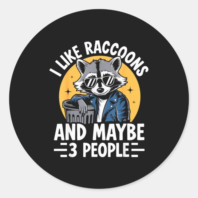 Cool Raccoon Tee For Men Women Kids Racoon Raccoon Classic Round Sticker (Front)