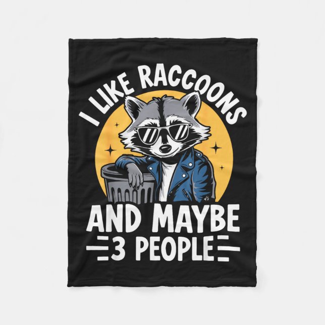 Cool Raccoon Tee For Men Women Kids Racoon Raccoon Fleece Blanket (Front)
