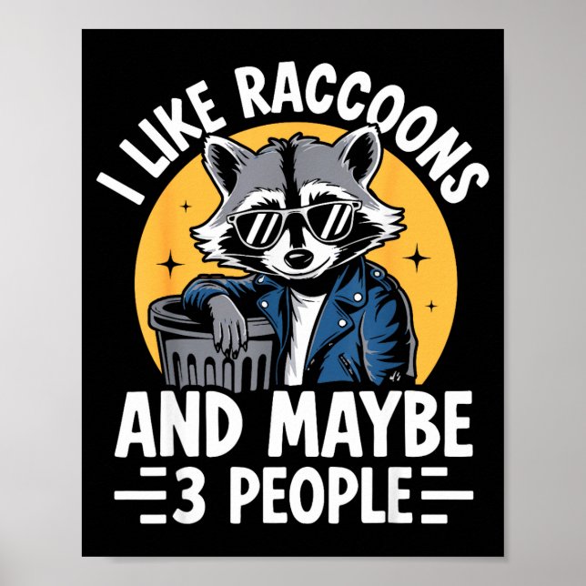 Cool Raccoon Tee For Men Women Kids Racoon Raccoon Poster (Front)