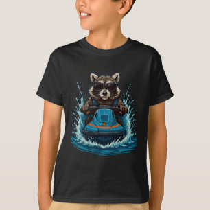 Cool Raccoon With Sungles Jet Ski Rider Summer Vib T-Shirt