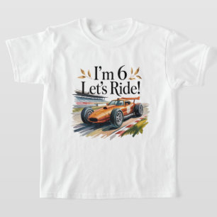 Cool Race Car Birthday Design for 6 Year Old Boys T-Shirt