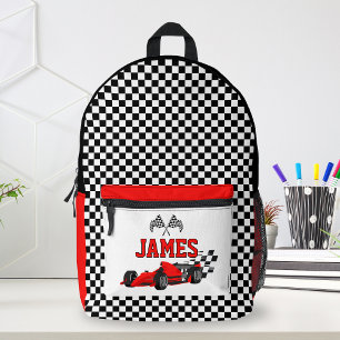   Cool Race Car Boy Custom Name Personalized Printed Backpack