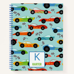 Cool Race Cars Personalised Kids Notebook
