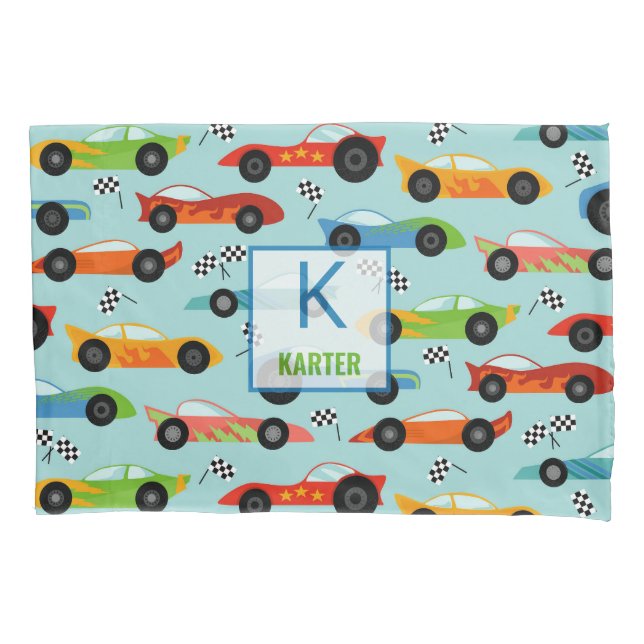 Cool Race Cars Personalised Kids Pillowcase (Front)