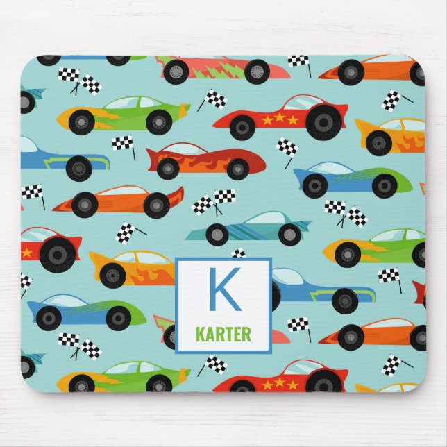 Cool Race Cars Personalized Kids Mouse Mat (Front)