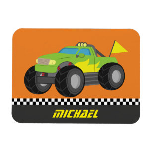 Cool Racing Green Monster Truck for Racer Boys Magnet