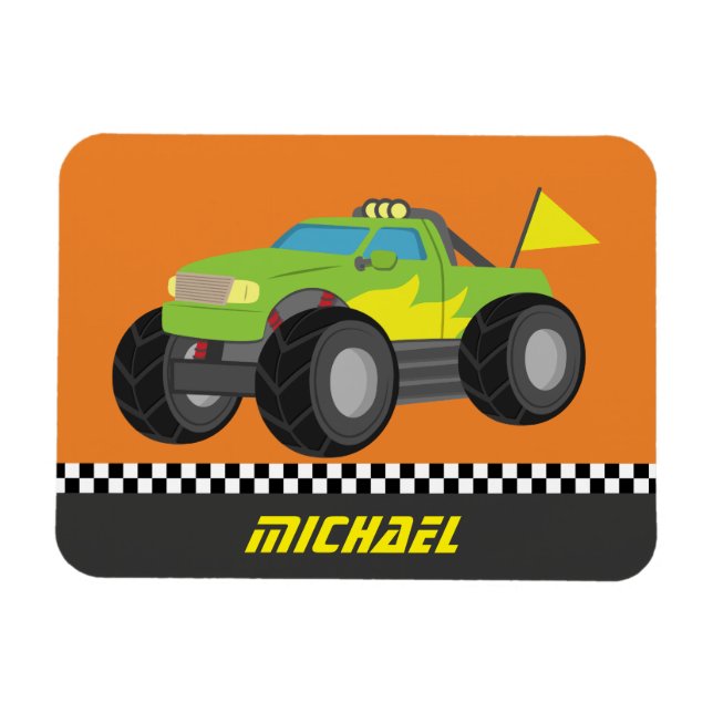 Cool Racing Green Monster Truck for Racer Boys Magnet (Horizontal)