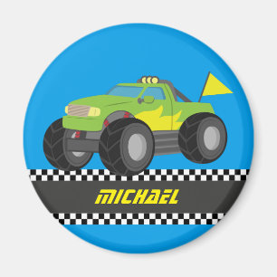 Cool Racing Green Monster Truck Personalised Magnet