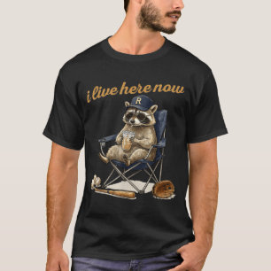 Cool racoon coffee ballfield baseball field live T-Shirt