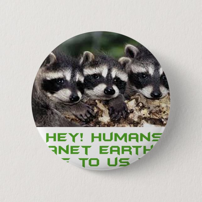 cool racoon designs 6 cm round badge (Front)