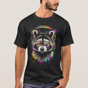 Cool Racoon DJ Concert Festival Music Costume T-Shirt