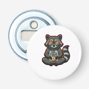 Cool Racoon Drinking Oat Milk Iced Coffee Bottle Opener