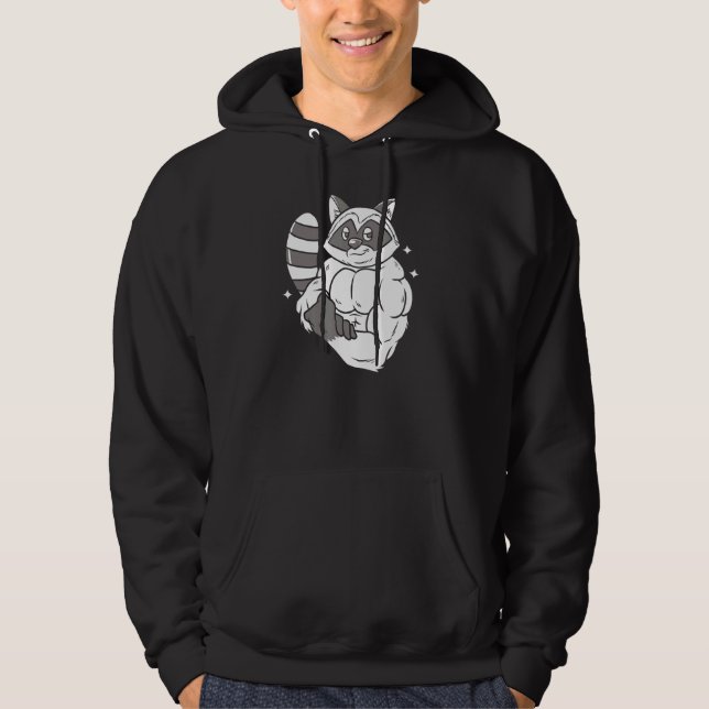 Cool Racoon Muscle Animal   Racoon Hoodie (Front)