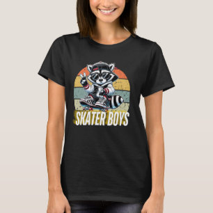 Cool Racoon Skater Boys Skateboarding Sunset Vint T-Shirt