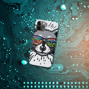 Cool Racoon Sunglasses Colourful Art Design iPhone 11 Pro Case