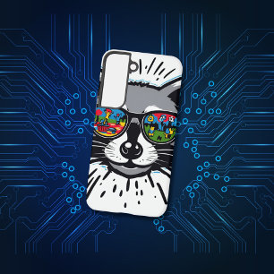 Cool Racoon Sunglasses Colourful Art Design Samsung Galaxy Case