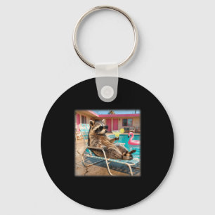 Cool racoon sunglasses margarita summer vacation key ring
