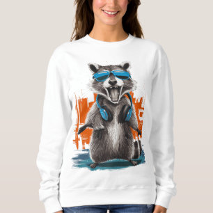 Cool Racoon with Headphones Sweatshirt