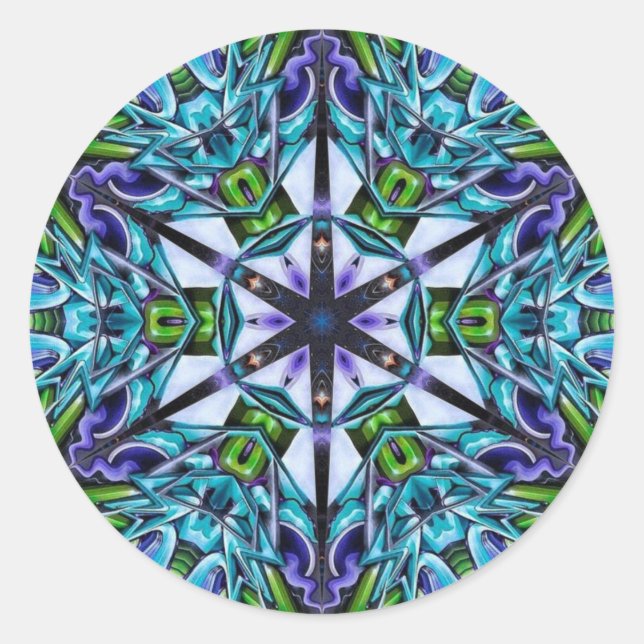 Cool Radiance Mandala  Classic Round Sticker (Front)