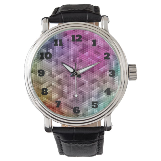 Cool Rainbow Colour Mosaic Watch (Front)